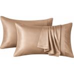 Diamond Touch Mat 100% Pamuk Saten Yastık Kılıfı - Şampanya - 50 x 70