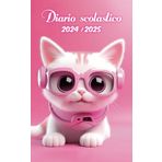 Diario scolastico 2024 2025: 1 PAGINA AL GIORNO | Da settembre 2024 a Luglio 2025 | Scuola primaria | Scuola secondaria primo secondo grado | Gattino con occhiali