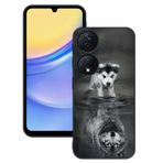 DiaryTown Honor 90 Smart 5G Kamera Koruması Cep Telefonu Kılıfı Hayvan Motifli Mat Siyah Silikon Çizilmez Darbeye Dayanıklı Kılıf Kapak Parmak İzi Önleyici Koruyucu Kılıf Honor X7B için, Köpek/Kurt