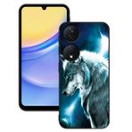 DiaryTown Honor 90 Smart 5G Kamera Koruması Cep Telefonu Kılıfı Hayvan Motifli Mat Siyah Silikon Çizilmez Darbeye Dayanıklı Kılıf Kapak Parmak İzi Önleyici Koruyucu Kılıf Honor X7B için, Uzay Kurt