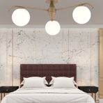 Diaspor 3'lü Eskitme Beyaz Camlı Modern Plafonyer Genç Odası Yatak Odası Retro Salon Avize Beyaz