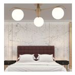 Diaspor 3'lü Eskitme Beyaz Camlı Modern Plafonyer Genç Odası Yatak Odası Retro Salon Avize