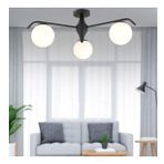 Diaspor 3'lü Siyah Beyaz Camlı Modern Plafonyer Genç Odası Yatak Odası Retro Salon Avize