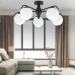 Diaspor 5Li Yuvarlak Siyah Modern Sarkit Genc Odasi Yatak Odasi Retro Salon Avize
