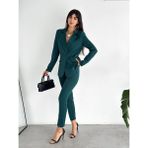 Diaves Koyu Yeşil Kruvaze Blazer Ceket Havuç Pantolon Takım Elbise - 43H-Yeşil - 2XL