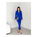 diaves Saks Mavi Kruvaze Blazer Ceket Havuç Pantolon Takım Elbise