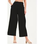 diaves Siyah Keten Karışımlı Culotte Pantolon