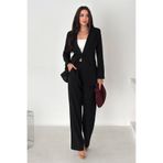 diaves Siyah Lazer Kesim Blazer Ceket Palazzo Pantolon Takım Elbise
