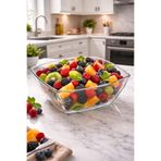 DİBA AVM Büyük Boy Cam Salata Kasesi Salata Servis Karıştırma Kasesi 24 Cm X24 Cm .1 Adet