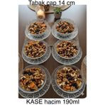 DİBA AVM El Dekorlu 12 Parça 6 Kişilik Cam Kristal Çerezlik, Şekerlik Reçellik -tabak 14 cm kase hacim 190ml