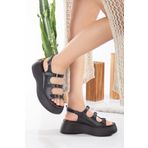 Dicle Stil Emily Platform Topuklu Toka Detaylı Kadın Siyah Sandalet