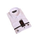 Dicotto Beyaz Ekstra Uzun Kol 8 Drop Damatlık Ata Yaka Kol Düğmeli Slim Fit Smokin Gömlek - 013