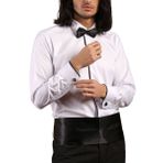 Dicotto Beyaz Siyah Tek Bieli Damatlık Ata Yaka Kol Düğmeli Slim Fit Smokin Gömlek - 027