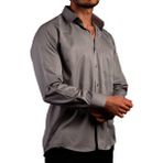 Dicotto Koyu Gri Büyük Beden Rahat Kesim Micro Kumaş Kol Düğmeli Regular Fit Erkek Gömlek - 190-7 - 4XL - Gri - Koyu Gri