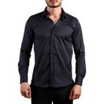Dicotto Lacivert Ekstra Dar Kesim Likralı Esnek Micro Kumaş Kol Düğmeli Slim Fit Erkek Gömlek - 195-12 - XL