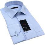 Dicotto Mavi Armür Desenli Rahat Kesim Uzun Kol Erkek Gömlek Tek Cepli Klasik Regular Fit - 2XL