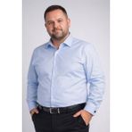 Dicotto Mavi Ekstra Büyük Yaka 4 Drop Rahat Kesim Micro Kumaş Kol Düğmeli Regular Fit Erkek Gömlek // 189-4
