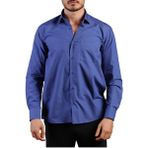 Dicotto Saks Mavi Büyük Beden Rahat Kesim Cepli Uzun Kol Regular Fit Erkek Gömlek - 150-28 - 4XL