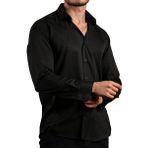 Dicotto Siyah Büyük Beden Rahat Kesim Micro Kumaş Kol Düğmeli Regular Fit Erkek Gömlek - 190-6