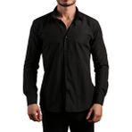 Dicotto Siyah Dar Kesim Slim Fit Uzun Kol Düz Renk Erkek Gömlek - 151-20 - XS