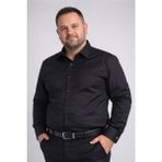 Dicotto Siyah Ekstra Büyük Yaka 4 Drop Rahat Kesim Micro Kumaş Kol Düğmeli Regular Fit Erkek Gömlek // 189-6 - 2XL