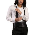 Dicotto Siyah Taş Düğmeli Krem Ata Yaka Kol Düğmeli Slim Fit Gömlek
