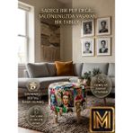 Diday Fride Puf F Puf Koltuk Puff Dekoratif Şık Fonksiyonel Tabure Modern Desenli Silindir Dijital Baskılı Renkli Bench Dekoratif Bohem Doğal Gürgen Ayaklı Çok Amaçlı Bahçe Ev Balkon - 40 x 40 x 40