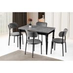 Didim Beta Açılır Mutfak Masa Sandalye Takımı 80X120 - Siyah - 80*120