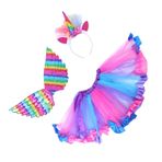 Didiseaon 1 Takım Tütü Gökkuşağı Katmanlı Tül Etek Prenses Bale Tutu Cadılar Bayramı Pageant Fantezi Kostüm Melek Cosplay Aksesuarı Peri Kanatları Polyester Kız Çocuk Kulak Gökkuşağı Etek