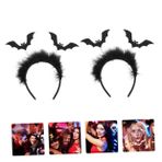 Didiseaon 2 Adet Cadılar Bayramı yarasa kafa tokası meyve bandı şeytan kostümü şeytan saç bandı balkabağı bandı kuyruk takım halloween hallowen makyaj moda bandı saç aksesuarları ütü Black