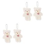 Didiseaon 4 Adet Anahtarlık Kolye Mezuniyet Ayı Peluş Gelinlik Bebek Peluş Ayı Anahtarlıklar Mini Doldurulmuş Hayvanlar Minyatür Peluş Ayılar Cep Telefonu Çinko Alaşımı Düğün Ayı