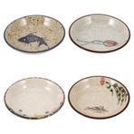 Didiseaon 4 Japon Baharat Tabağı Daldırma Plakaları Retro Porselen Sos Yemekleri Suşi Barbekü Için Yaratıcı El Boyalı Baharat Plakaları