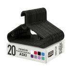 Die Grup 20 Adet Slim Plastik Elbise Askısı, Gardrop Için Alan Tasarruflu Pantolon Gömlek Ceket Etek Askısı, Kıyafet Askısı, 38.5 cm x 18 cm (20, Siyah) - Renkli