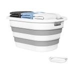 Die Grup 25 Litre Katlanabilir Silikon Çamaşır Sepeti Akordiyon Katlanır Sele Yer Kaplamayan Taşınabilir Ergonomik Kulplu Dayanıklı ve Hafif Depolama Sepeti Banyo ve Ev Kullanımı Kirli Sepeti (Pembe, 25 Litre)