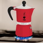 Die Grup 3 Fincan Kapasiteye Sahip Kırmızı Ocak Üstü Espresso Pişirici