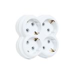 Die Grup 4lü Golyat Fiş, Dörtlü Topraklı Priz Çoklayıcı Fiş, 16A 250 Volt, Max 3600 Watt (Beyaz) - Renkli