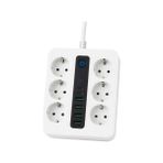 Die Grup 6 Priz + 4 USB Çıkışlı Akıllı Çoklu Priz - Aç/kapa Anahtarlı, Hızlı Şarj Destekli, 3680 Watt, Ev & Ofis Kullanımı - Renkli - 1