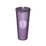Die Grup 750 ml Kapaklı ve Pipetli Soğuk Içecek Bardağı – Mor Kristal Desenli Seyahat Kupası, Termal Yapı, Buzlu Doku, Buzlu Kahve Smoothie Bardak Taşınabilir Yazlık Plastik Bardak (Mürdüm) - 1 - Renkli
