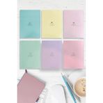 Die Grup A5 Ebat Kalın Karton Kapaklı Ciltli 6'lı Defter Seti (2* Çizgili-Çizgisiz-Kareli) 128 Sayfa 90 Gram Amerikan Cilt Pastel Seri Çek Kopart Sayfa Mikro Perforaj - 41 Delft Blue