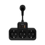 Die Grup Akım Korumalı Grup Priz Duvar Tipi 3x Priz, 2x Type-C, 1x USB Port Çıkışlı Çoklu Priz (Siyah) - Renkli
