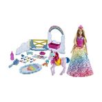 Die Grup Barbie Dreamtopia Bebek ve Tek Boynuzlu At, Renk Değiştiren Tuvaletiyle Tek Boynuzlu At ve 18 Aksesuar, 3-7 Yaş GTG01