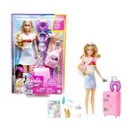 Die Grup Barbie Seyahatte Bebeği ve Aksesuarları Barbie Bebek ve Aksesuarları, Yavru Köpeğiyle Seyahat Seti HJY18