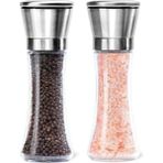 Die Grup Cam Gövdeli Metal Krom Kapaklı Tuz Karabiber Değirmeni Seti (19 Cm)
