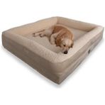 Die Grup Jungolica Felix Köpek Yatağı Bej Küçük 55X75 Cm, Visco SÜNGER,%100 Su Geçirmez Alez, Çıkarılabilir Yıkanabilir Kılıf, Kaydırmaz Taban, Teddy Dokulu Kedi & Köpek Minderi