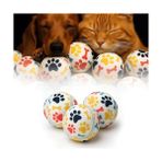 Die Grup Kanji 3'lü Kedi Köpek Tenis Topu | 6.5 cm Orta Boy Renkli Pati Desenli Dayanıklı Oyuncak | Diş Dostu, Suda Batmaz, Eğitim ve Oyun Topu | Beyaz Zemin, Iç-Dış Mekan Uygun