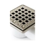 Die Grup Kare Yer Süzgeci, 10X10 cm Paslanmaz Üst Yüzey, Yandan Çıkışlı, Oynar Başlıklı, Koku Yapmaz, Kolay Temizlik, Asit Dayanımı, Su Kaçırmaz Italyan Conta, Uzun Ömürlü, Yer Drenaj Izgara (⌀ 50 Mm)