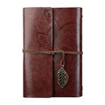 Die Grup Retro Vintage Yapraklı Not Defteri, Klasik Pu Deri Kapak, Seyahat Defteri, Travel Journal, Günlük, Seyahat Günlüğü, Doldurulabilir Eskiz Defteri, Sketchbook, 130X185MM