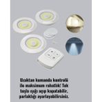 Die Grup Uzaktan Kumandalı 3 Lü Kablosuz LED Spot Lamba Seti Yapışkanlı Pratik Kullanım