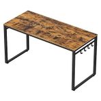Die Grup Vasagle Çalışma, Bilgisayar, Ofis Masası, 8 Kancalı, 140 x 60 x 75 Cm, Çalışma Odası, Ev Ofisi, Ofis, Metal, Endüstriyel Tasarım, Vintage Kahverengi/siyah LWD59X - 10 cm - Renkli