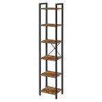 Die Grup Vasagle Raf, Kitaplık, Dikili Raf, DVD Rafı, 6 Seviyeli, Ofis Rafı, Açık Raflar, Ofis, Oturma Odası, Yatak Odası, Mutfak Için, 30 x 40 x 187,5 Cm, Vintage Kahverengi-Siyah LLS101B01